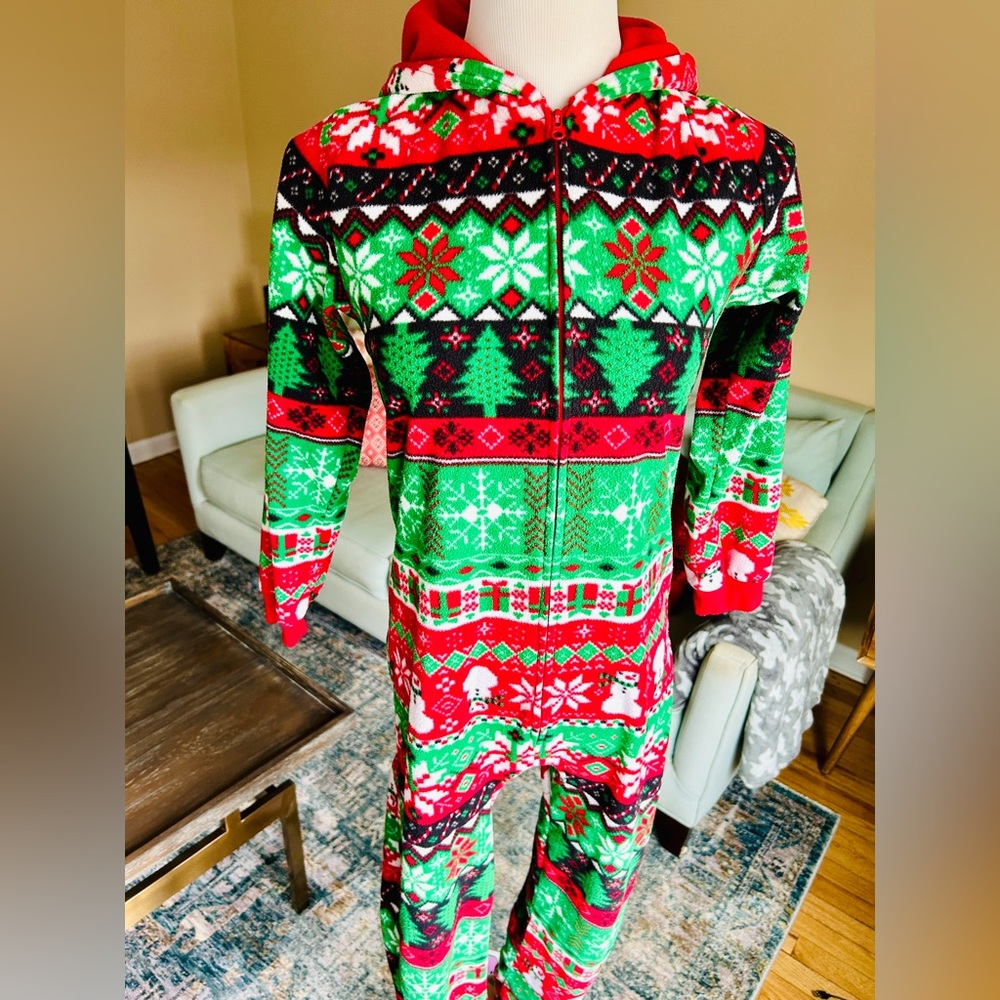 The Children's Place Kids XL 14 Holiday Onesie Snowman Christmas Fleece - Picture 3 of 10
